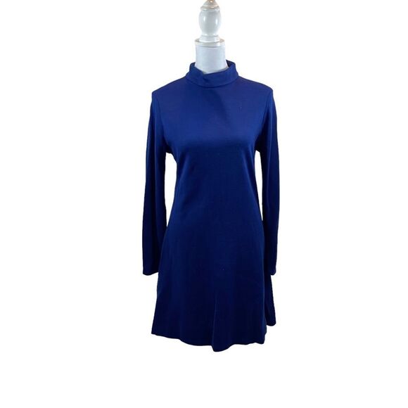 Vintage Handmade Long Sleeve Blue A-Line Dress Size Medium - Picture 1 of 13